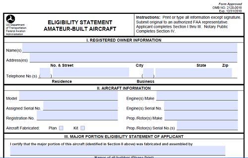 FAA Form 8130-12 FAA Form 8130-12