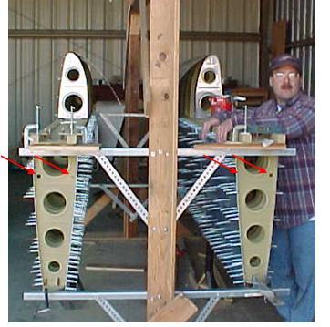 My wings in jig with electrical conduit holes shown