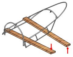 Use 2x4s to remove twist in frame.